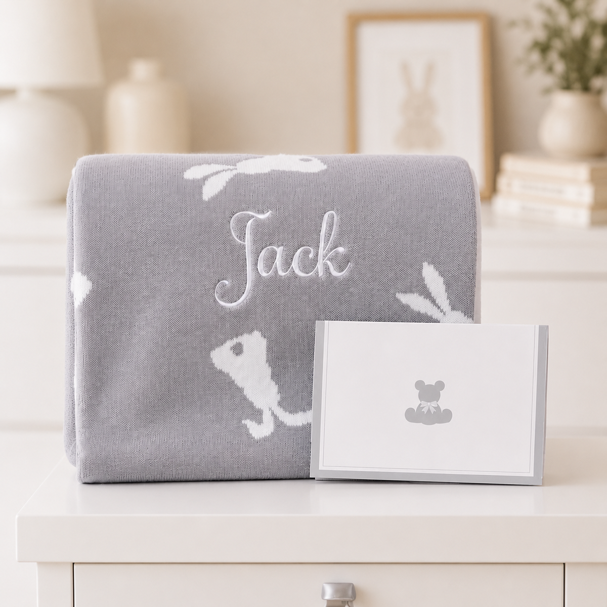 Personalised Organic Bunny Baby Blanket