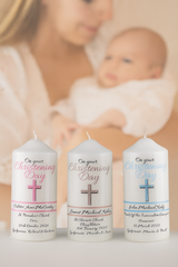 Signature Personalised Christening Candle Neutral