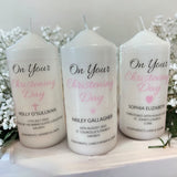 Personalised Christening Candle Pink - Cross, Heart or Star design