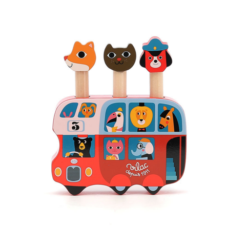 Vilac Wooden Pop-Up Animal Bus Toy