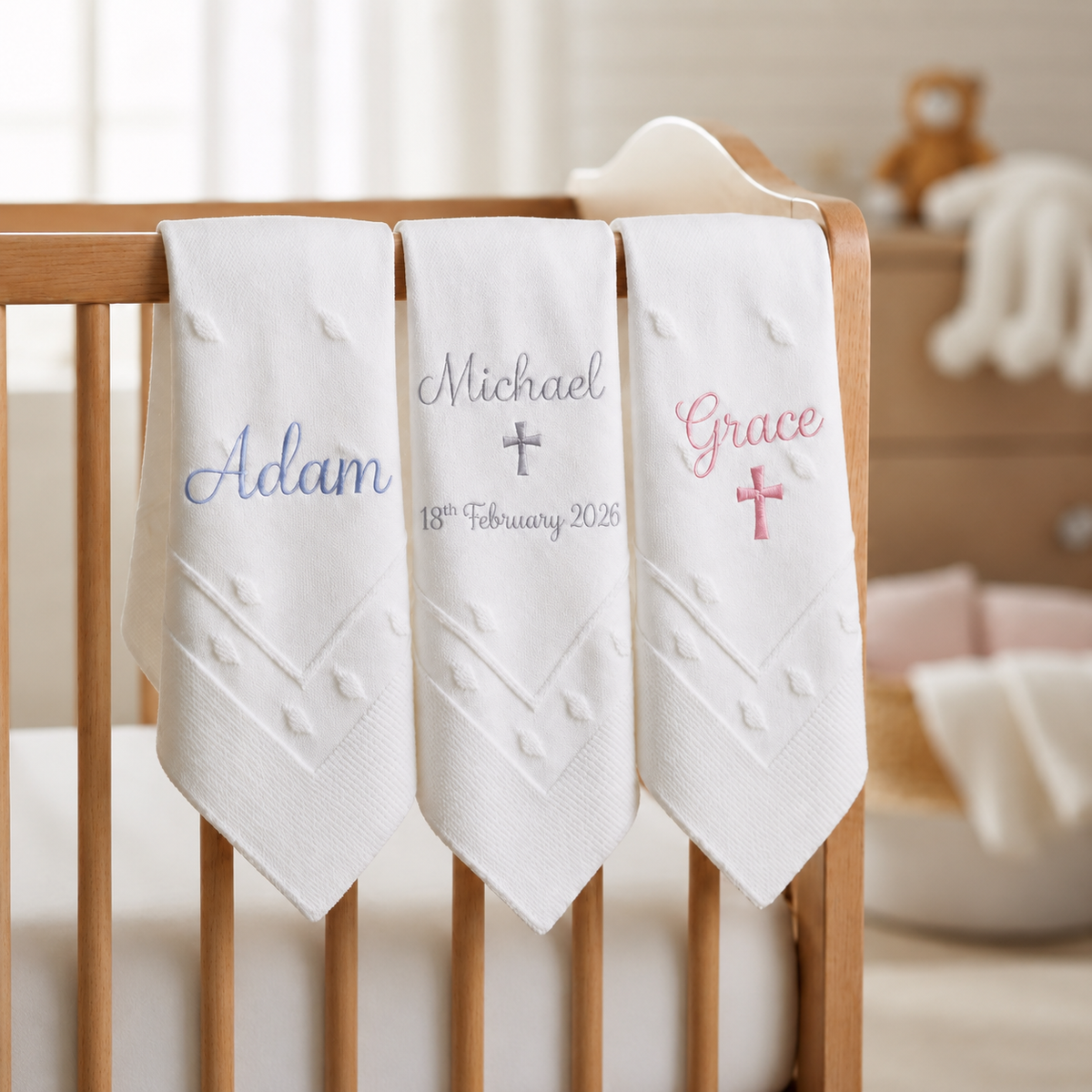 Organic Cotton Baby Christening Shawl - Personalised