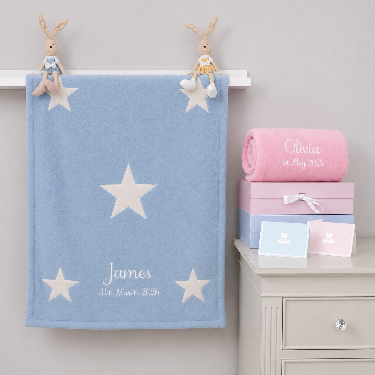 Personalised Baby Star Quilt-Blue