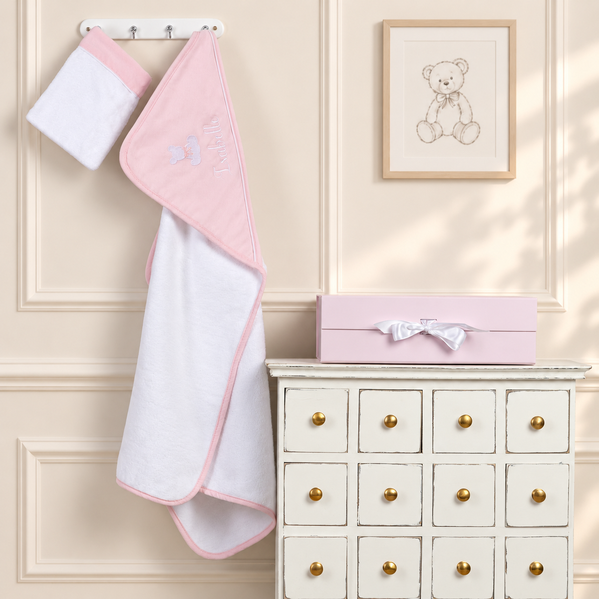 Hooded Baby Bath Towel & Mitt