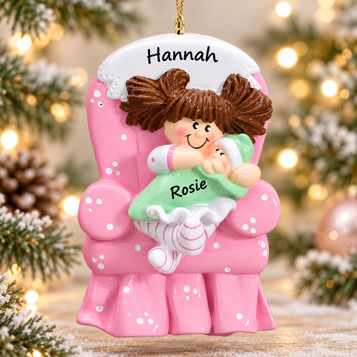 Big Sister Ornament (in chair) - Brown hair