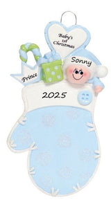 Blue Mitten- Baby's 1st Christmas Ornament - 911B