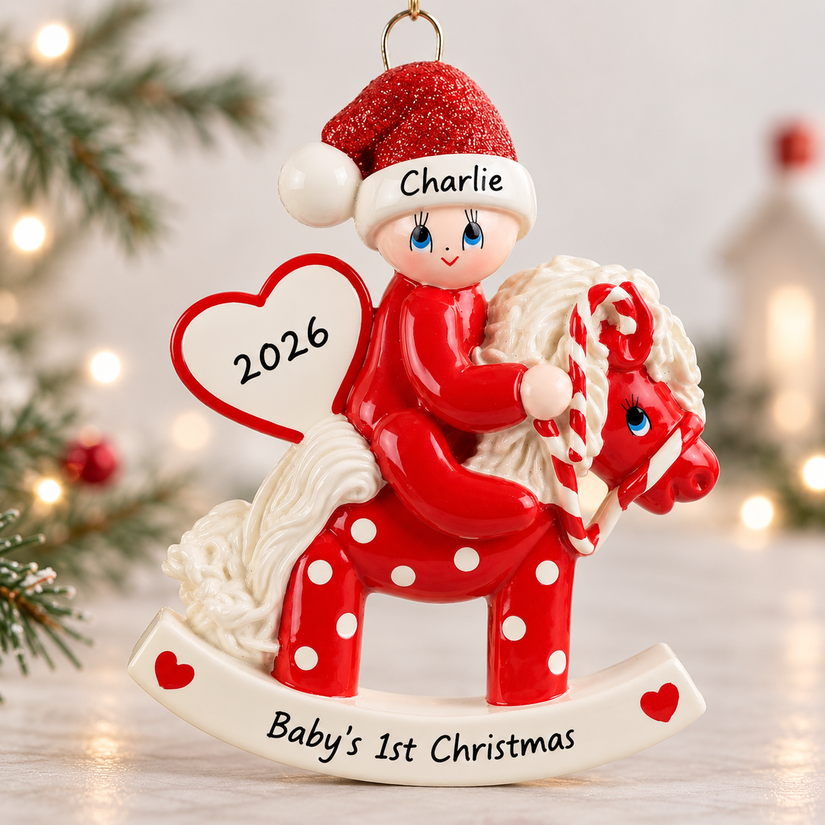 Rocking Pony RED 1st Christmas Ornament (1423R)