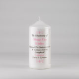 Traditional Personalised Christening Candle Pink