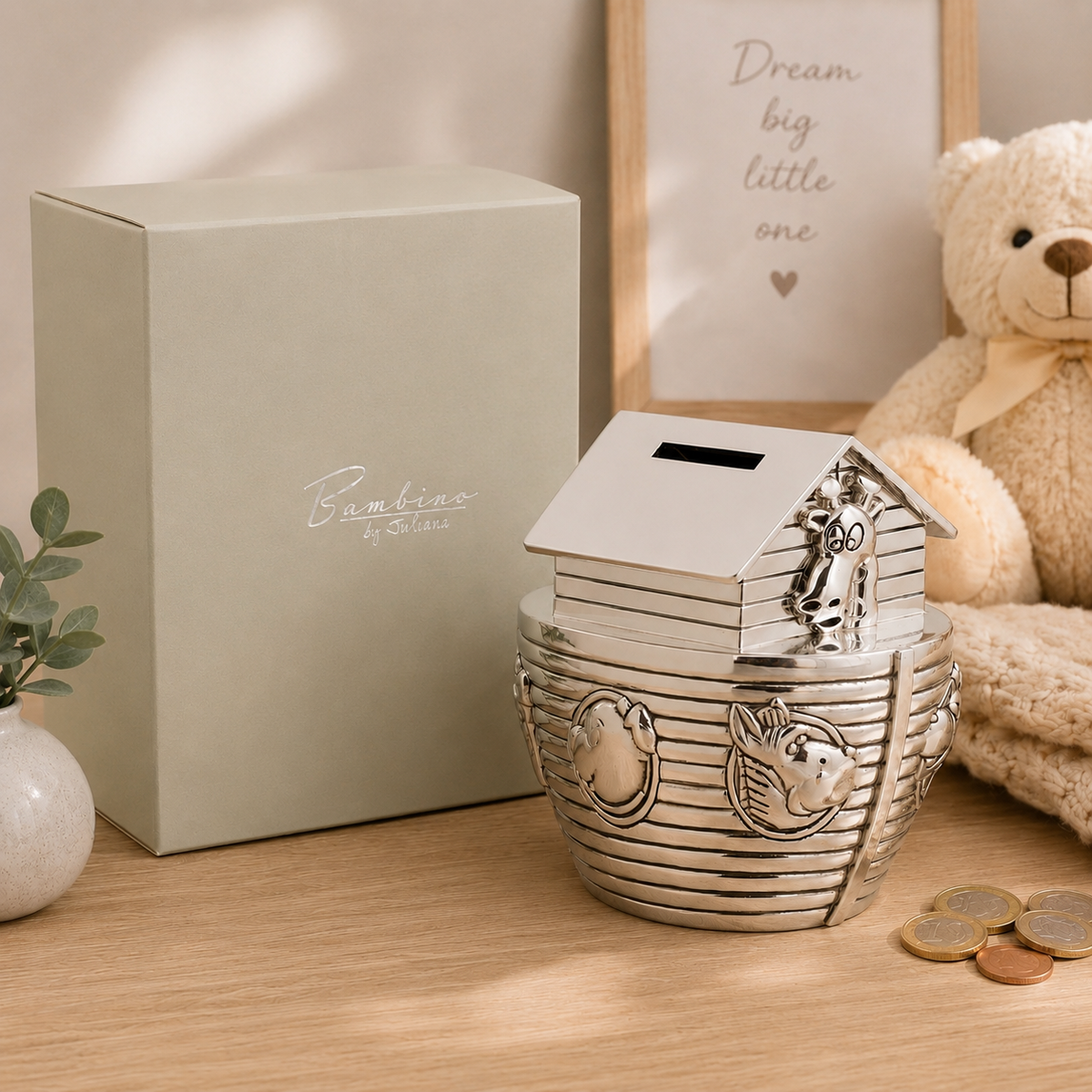 Noah's Ark Money Bank | Silver Plated Baby Gift | Babygifts.ie
