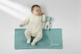 Personalised Seafoam Cotton Blanket and Kitty