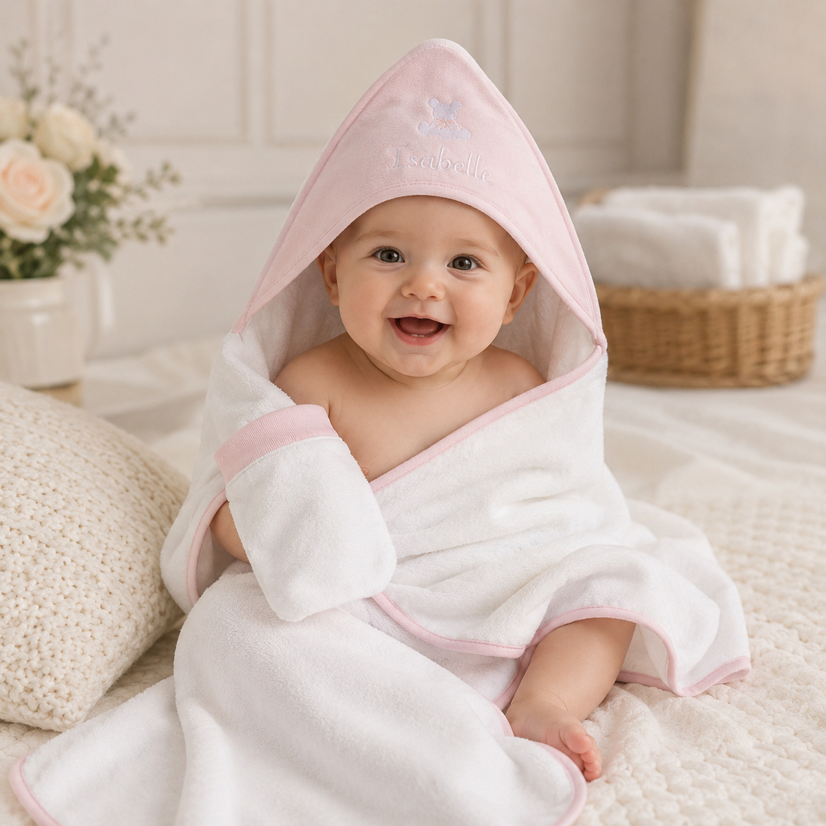 Hooded Baby Bath Towel & Mitt