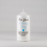 Personalised Naming Day Candle Blue - Heart or Star design