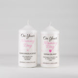 Personalised Naming Day Candle Pink - Heart or Star design