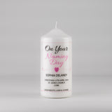 Personalised Naming Day Candle Pink - Heart or Star design