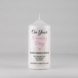 Personalised Naming Day Candle Pink - Heart or Star design