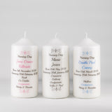 Traditional Personalised Naming Day Candle Blue