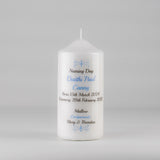 Traditional Personalised Naming Day Candle Blue