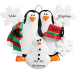 Penguins making a snowman 2 Christmas Ornament - 704-2