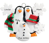Penguins making a snowman 2 Christmas Ornament - 704-2
