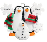 Penguins making a snowman 2 Christmas Ornament - 704-2