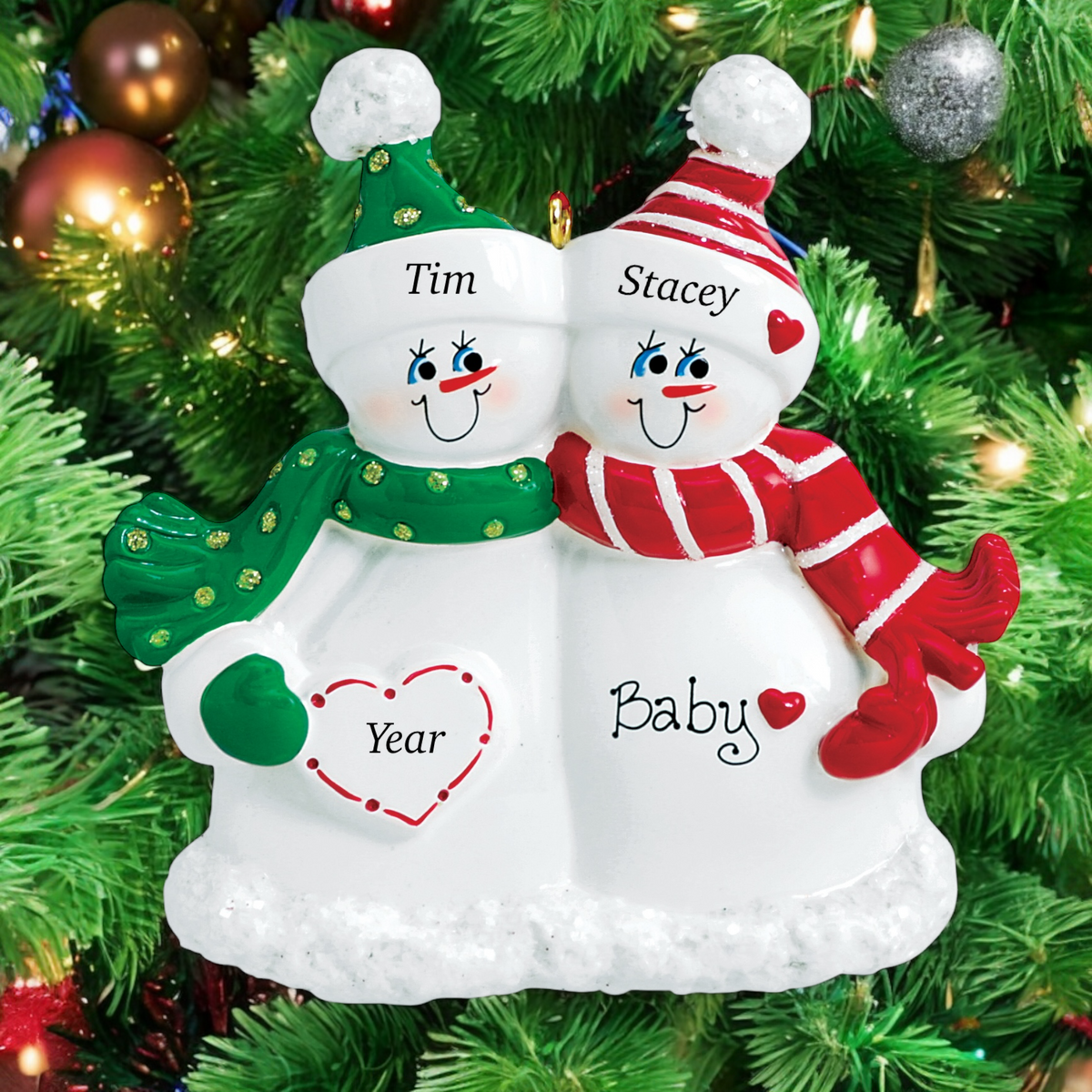 Snow Couple expecting their 1st child Ornament (973)