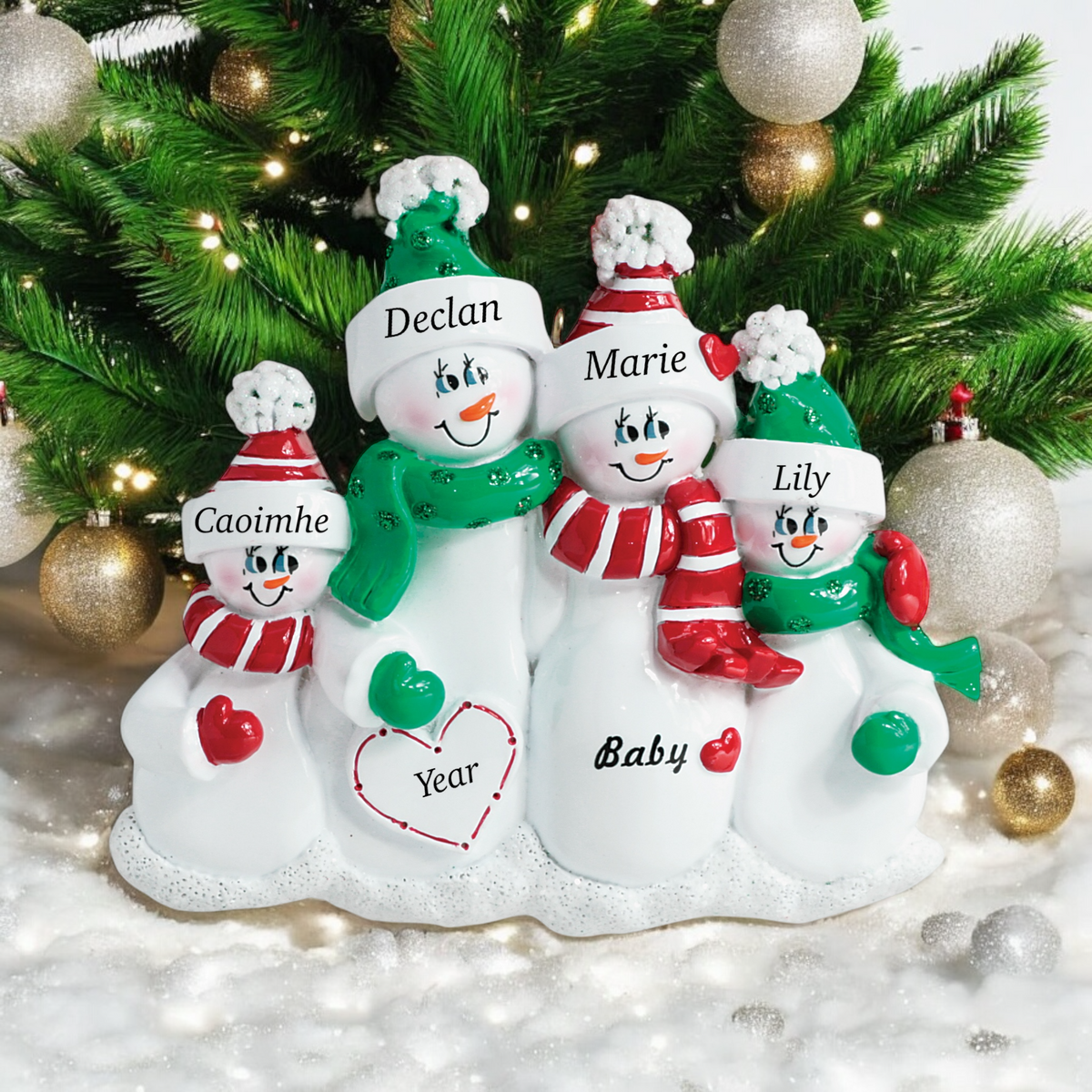 Snow couple expecting 3rd Child ornament (973-4)