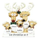 Reindeer Family 5 Personalised Christmas Ornament - 6-5