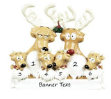 Reindeer Family 6 Personalised Christmas Ornament - 6-6
