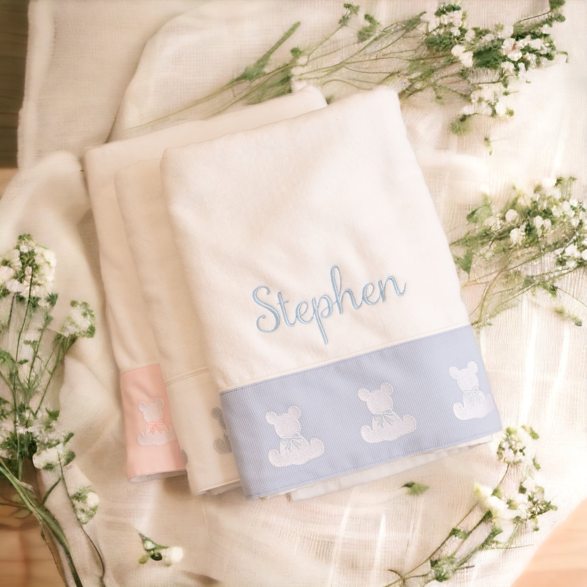 Personalised baby 2024 towel set