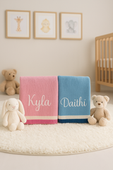 Personalised Knit Cotton Blankets - Striped Trim