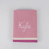 Personalised Knit Cotton Blankets - Striped Trim