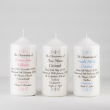Traditional Personalised Christening Candle Pink