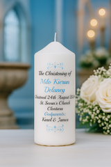 Traditional Personalised Christening Candle Blue