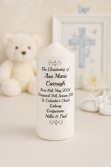 Traditional Personalised Christening Candle Grey