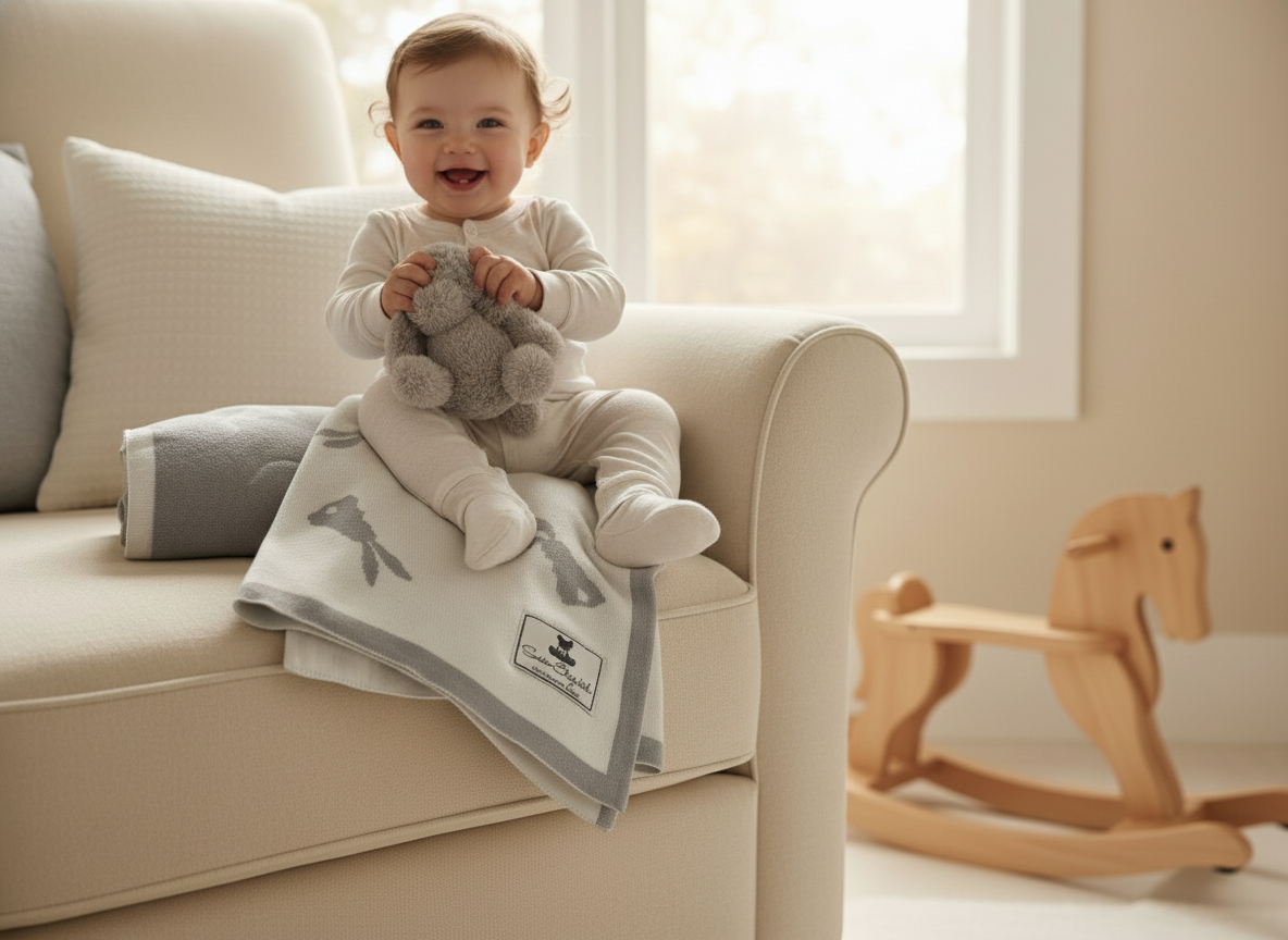 Personalised Organic Bunny Baby Blanket