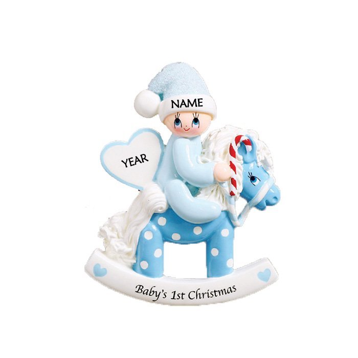 Rocking Pony Blue 1st Christmas Ornament (1423B)