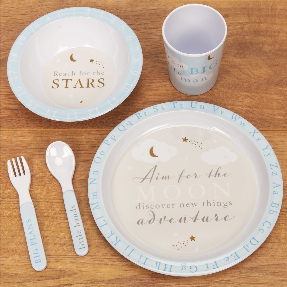 Bambino 5 Piece Melamine Tableware Set - Pink or Blue