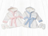 Baby's 1st  Bathrobe and Slippers for Twins