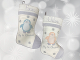 Baby's 1st Christmas Stocking - Blue Penguin