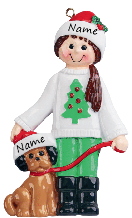 Girl with Dog Personalised Ornament (1282)