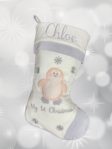 Baby's 1st Christmas Stocking - Pink Penguin