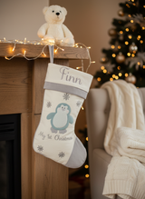 Baby's 1st Christmas Stocking - Blue Penguin