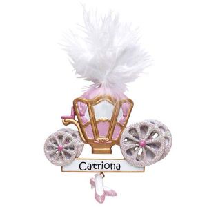 Princess Carriage Pink Personalised Christmas Ornament - 182