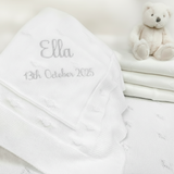 Organic Cotton Baby Christening Shawl - Personalised