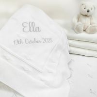 Organic Cotton Baby Christening Shawl - Personalised