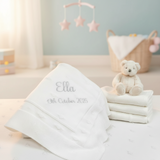 Organic Cotton Baby Christening Shawl - Personalised