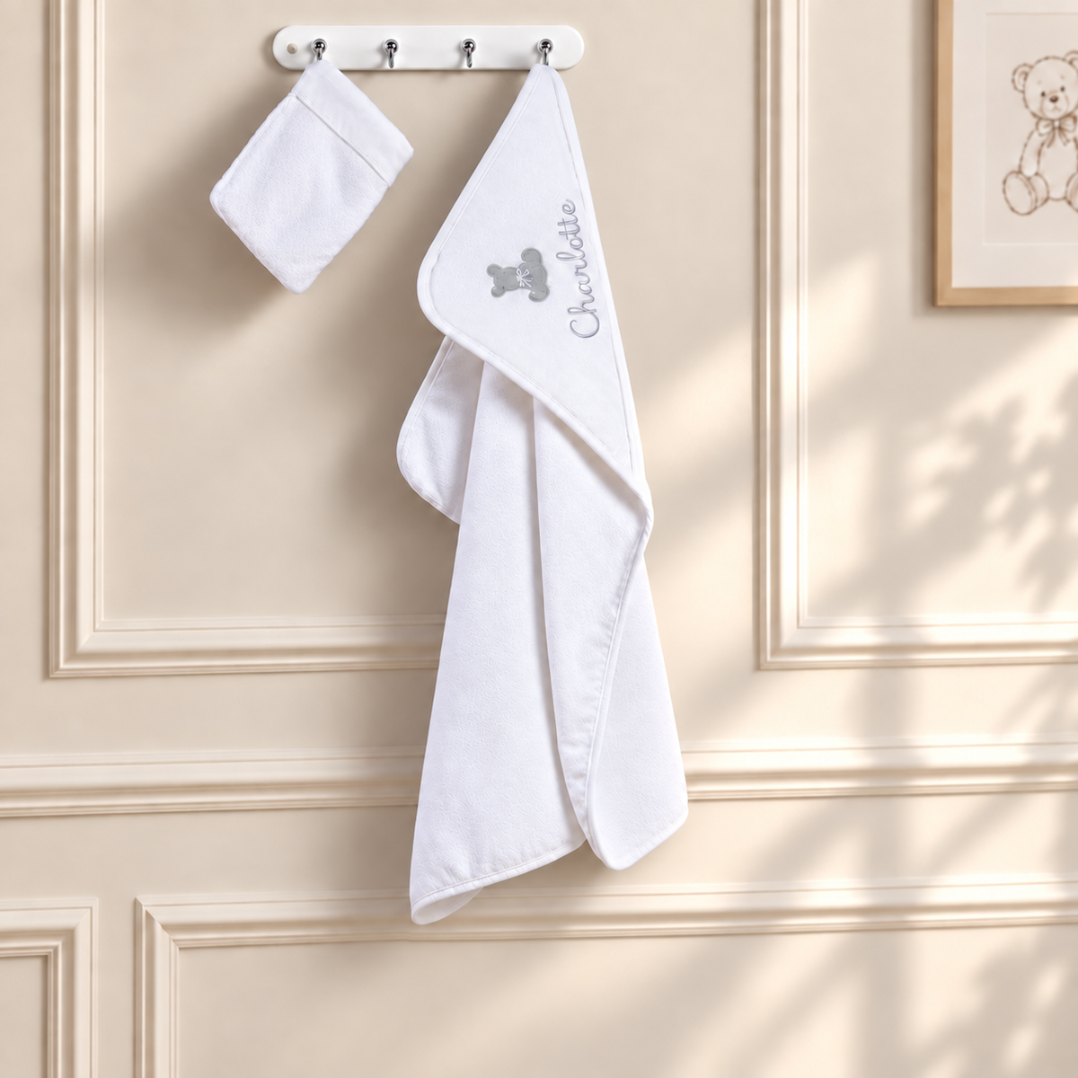 Hooded Baby Bath Towel & Mitt
