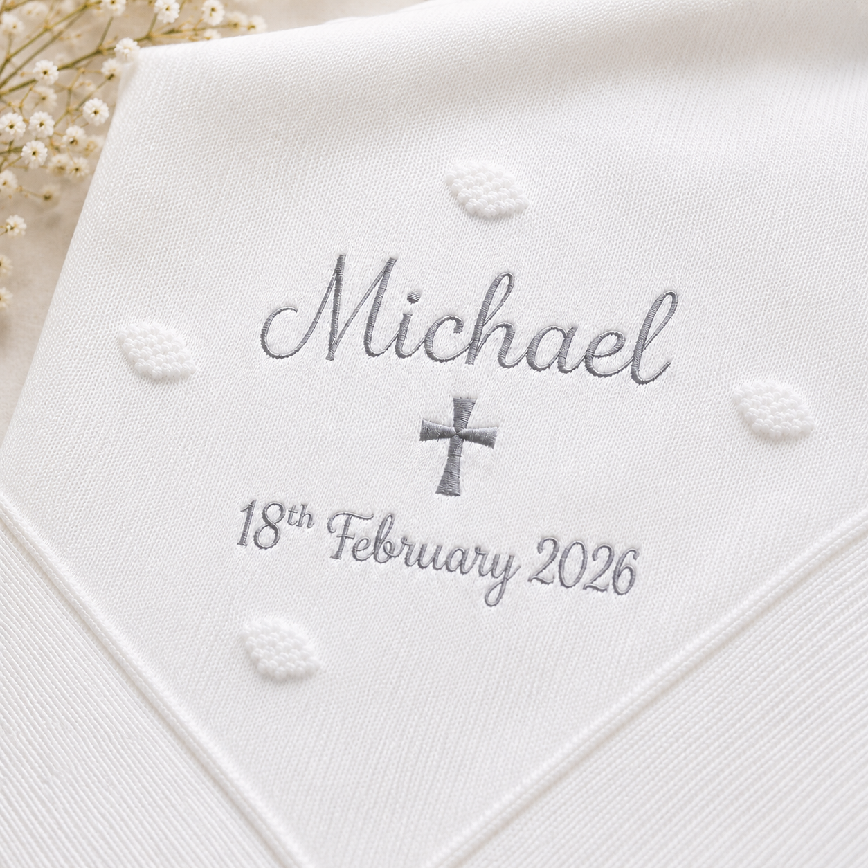 Organic Cotton Baby Christening Shawl - Personalised