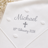 Organic Cotton Baby Christening Shawl - Personalised