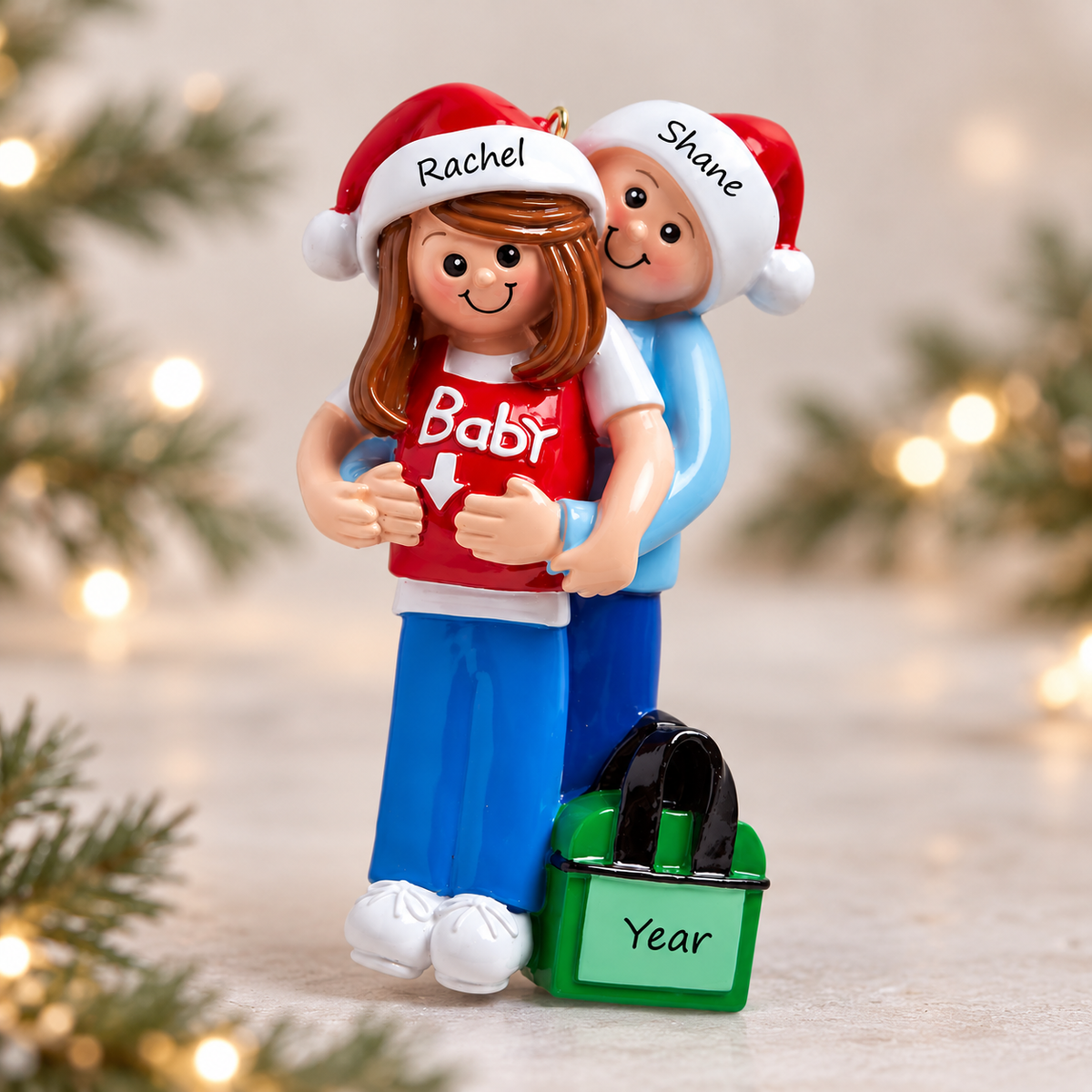 Waiting for Baby Personalised Christmas Ornament (1256-Brown)