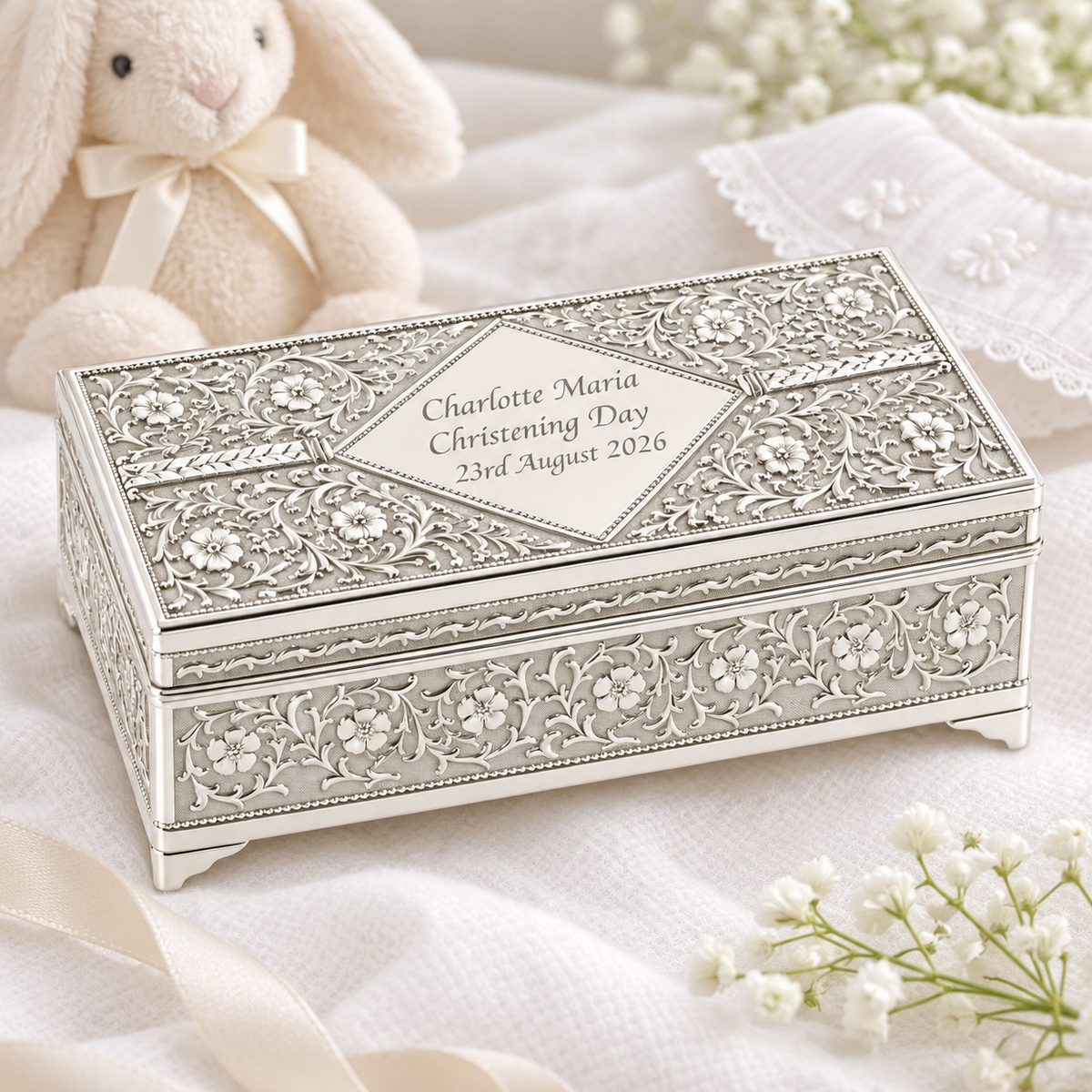 Silver plated Engraved Jewellery Box